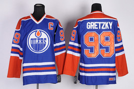 Oilers #99 Wayne Gretzky Jersey Old Style Uniform Blue - £39.26 GBP