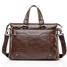 Men Briefcase Bag pu Leather Laptop Bag Casual Zipper Design Man handbag - £39.93 GBP