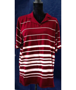 Ladies Rugby Style Striped Sweater, Wine/Pink Stripes, 3XL - $25.27