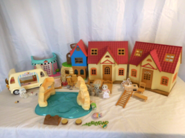 Calico Critters Lot Cozy Cottage Home Lakeside Lodge Secret Island Playhouse +  - £63.85 GBP