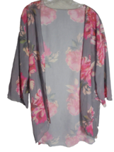 Womens Large Open Front Cardigan Kimono Lightweight Floral 3/4 Sleeve - £9.96 GBP