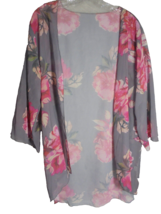 Womens Large Open Front Cardigan Kimono Lightweight Floral 3/4 Sleeve - $12.53