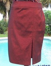 Cache 9&quot; Slit Evening Day Pencil Skirt New Sz S/M/L/XL Cranberry Sheen N... - £37.96 GBP