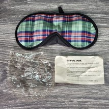 Vintage 1970&#39;s Pan Am Airlines Green Plaid Eye Shade Sleep Mask Rare Col... - $10.69