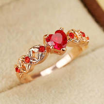 Sweet Red, Heart Shape Zircon Ring / Valent - £16.74 GBP