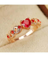 Sweet Red, Heart Shape Zircon Ring / Valent - £16.47 GBP