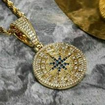 2Ct Round Cut Diamond Compass Pendant Medallion Charm 14K Yellow Gold Finish - £235.73 GBP