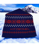 Vtg Kitzbuhel Ski Hat Knit Beanie Austria Alps Resort Wool Blue Red Head... - £28.02 GBP