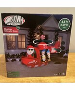 Airblown Christmas Inflatable Santa&#39;s Helicopter Skydiving Penguin 8.5’ NEW - $335.63 CAD