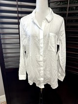 Treasure &amp; Bond Women&#39;s Classic White Long Sleeve Button Up Shirt L NWT - $27.10