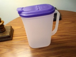 Tupperware 2009 PITCHER 2Qt Slim Line Beverage Container w/2010 Flip Purple Lid - $12.34