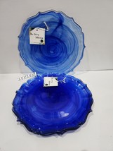 6pc The Art Of Tabletop Blue Translucent Scalloped Glass Swirl Dinner Pl... - $89.99