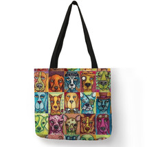 Abstract Oil Painting Fashion Lady Shoulder Bag Funny Dog Collage Print Handbag  - £13.79 GBP