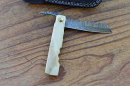 vintage handmade damascus steel folding knife 5135 - £43.20 GBP