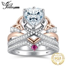 New 2 Pcs 925 Sterling Silver Wedding Engagement Ring for Woman Crown 2.3ct AAAA - £38.77 GBP