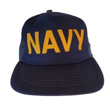 Vintage US NAVY Spellout Adjustable Hat Snapback Trucker Cap Made in USA... - £12.95 GBP