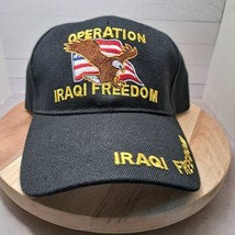 Operation Iraqi Freedom Hat Veteran US Military Service Eagle Black Adju... - $13.55