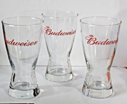Lot of 3 Budweiser Crown Above &quot;B&quot; Pub Style Beer Glasses 10oz 6&quot; Tall - $23.33