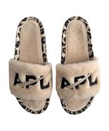 APL Women’s Shearling Furry Slide Sandals in Parchment/Black/Leopard Siz... - $65.40
