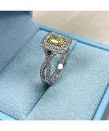 GIA 1.10 TCW Cushion Brilliant Cut Natural Fancy Yellow Diamond Ring 14k... - $160,776.62 MXN