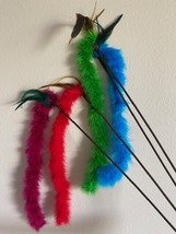4 COUNT LONG CAT TAIL TEASER BOA FEATHER CAT TOY GO CAT 36 inch - £21.14 GBP