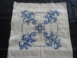 Completed DECORATIVE BLUE WORK Cross Stitch DESIGN w/Backing for Accent ... - $18.00
