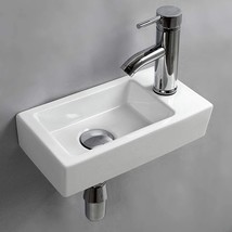 Small Ceramic Washbasin With A Wall Hanger For The Right Hand In A Bathr... - $80.92