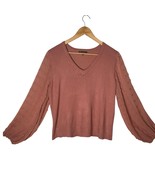 Adrianna Papell Knit Top Womens XL Sheer Balloon Sleeves Romantic Feminine - $26.73