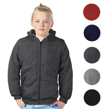 Boys Kids Toddler Athletic Soft Sherpa Lined Fleece Zip Up Hoodie Sweater Jacket - £23.81 GBP+