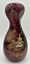 Vintage Japanese Temple Painted Curved Vase SKU U133 - $44.99