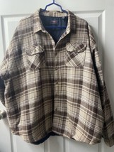 Wrangler Premium Quality Quilt Lined Shacket Mens Big 3X Brown Plaid Flannel - £25.50 GBP