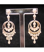 Vtg Dangle Abstract Dreamcatcher Earrings Gold Tone w/ Clear Rhinestone ... - $27.99 CAD