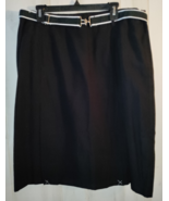 NEW WOMENS SAG HARBOR BLACK SKIRT W/ 2 LOWER FRONT PLEATS &amp; BELT  SIZE 18 - €25,63 EUR