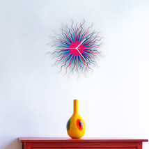 Large size contemporary wooden wall clock in blue / pink - Medusa blue - $159.00+