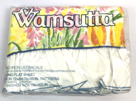 Vintage Wamsutta Ultracale King Flat Sheet Flower Garden Watercolor Floral USA - £55.31 GBP