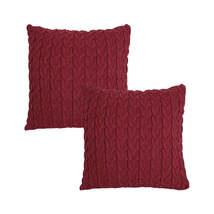 SOGA Set of 2 Cable Knit 45cm Decorative Throw Pillow Covers (Deep Red) - $1,215.78 MXN