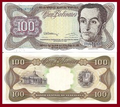 Venezuela P66e, 100 Bolivar, Simón Bolívar / Capital Bldg UNC 1992 see U... - £1.22 GBP