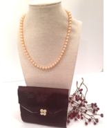 Vintage 16&quot; Faux Pearl Necklace - Signed Japan - with Satin bag travel c... - £29.38 GBP
