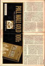 1974 Vintage 2 Page Print Ad Pall Mall Gold Famous Cigarettes Filter Long Taste - £19.20 GBP