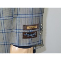 Men's Mono Turkey Sport Coat 100% Super 180s Wool 1480-03 Gray Blue Plaid image 2