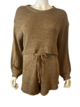 THANNE Brown Knit Cropped Sweater and Shorts Set, Women&#39;s Size M/L - $446.87 MXN