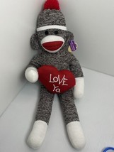 Plushland LOVE YA Heart Holding Sock Monkey 23" Tall Plush Stuffed Animal - $12.19