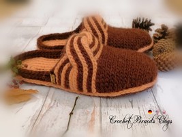 Clogs with crochet Braids * Slippers * Pdf crochet pattern * Afghan yarn * House - £2.84 GBP