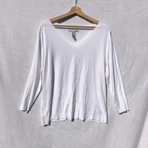 Chico&#39;s Platinum Size 3 White Long Sleeve T-Shirt Modal - £15.56 GBP