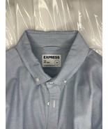 Express WHITE &amp; Brown Check Men&#39;s Sz L Slim Soft Cotton Button Down - $16.29 CAD
