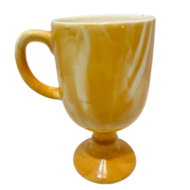 Vintage Retro Made in Japan Footed Pedestal Coffee Tea Cup Orange Swirl 5.5 x 3&quot; - £8.55 GBP