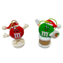 Vintage Mars M&amp;M Green Red Plastic Candy Topper Christmas Ornaments Lot 2 - £9.10 GBP
