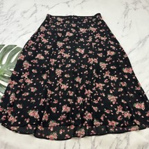 Torrid Floral Maxi Skirt Size 12 Black Pink Straight Lined Slip Retro Roses - £20.86 GBP