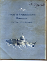 1964 House of Representatives Restaurant menu Signed by Paul C Jones of Mo. - $8.00