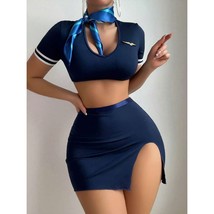 Sexy Flight Attendant Stewardess Airline Pilot Lingerie Outfit Costume XL - $30.00